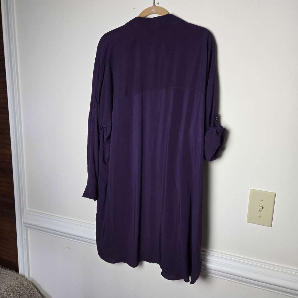 Lands' End Button Down Tunic bundle Womens M/L Purple White Long Sleeve - Picture 5 of 9